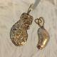 2 X 14k Yellow Gold Natural Gold Nugget Pendant Charms 3.7 Grams Total