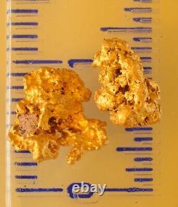 2 genuine, natural, Australian gold nuggets 1.27 gram