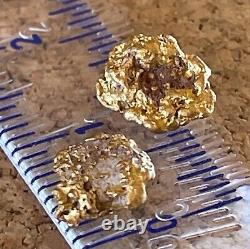 2 genuine, natural, Australian gold nuggets 1.35 gram
