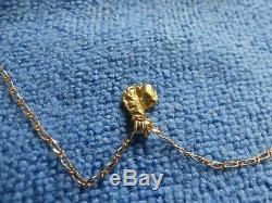 20K Natural Gold Nugget Pendant on Vintage 375 Uno A Erre 20 Chain