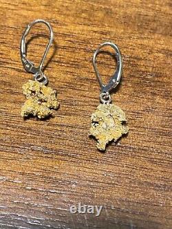 22K Yellow AFRICAN Gold Natural Placer Nugget Earrings 4.20 grams total