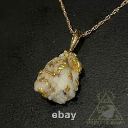 22k Gold Natural Alaskan Quartz Necklace 14k Gold Nugget Necklace Brutalist Gold
