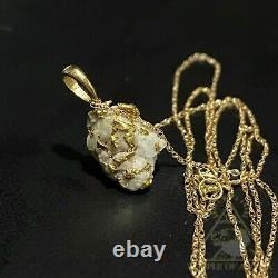 22k Gold Natural Alaskan Quartz Necklace 14k Gold Nugget Necklace Brutalist Gold