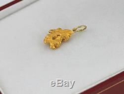 24K Gold Nugget Charm Natural Solid Necklace Bracelet Pendant Pure YG 4.00 Gr