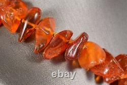 26 Antique Natural Baltic Amber Cognac Honey Nugget Beaded Necklace 65.8 Grams