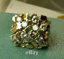 3.00 Carat T. W. Manly Round Diamond Nugget Ring 10k Solid Gold chunky & heavy
