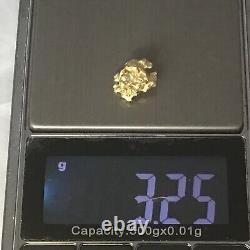 3.25 grams Natural Native Australian Solid High Quality Alluvial Gold Nugget
