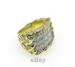 3.75 Carats t. W. Mens Diamond Nugget Ring 18K Two Tone Gold 37 Grams 0.75 x 1.10