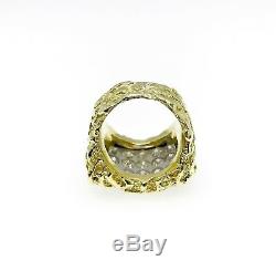 3.75 Carats t. W. Mens Diamond Nugget Ring 18K Two Tone Gold 37 Grams 0.75 x 1.10