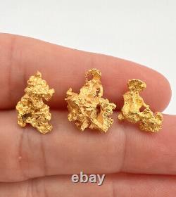 3 Alaskan Natural 24k Pure Gold Genuine Chunk Nuggets 10.00 Grams