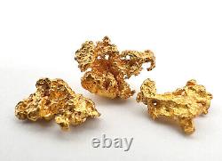 3 Alaskan Natural 24k Pure Gold Genuine Chunk Nuggets 10.00 Grams