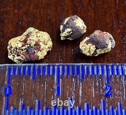 3 genuine, natural, Australian gold hematite nuggets 2.64 gram gross weight