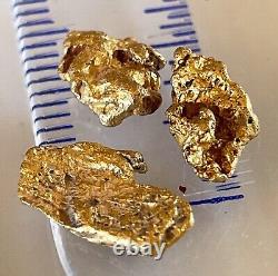 3 genuine, natural, Australian gold nuggets 1.86 gram