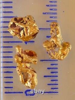 3 genuine, natural, Australian gold with little hematite nuggets 1.96 gram gross