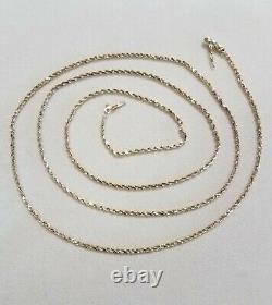 30 Natural 14K Yellow Gold 1 mm Rope Chain Necklace 5.90 Grams Lobster Nugget $