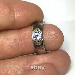 35 Ct Tw Solid Sterling Silver Natural Tanzanite Gold Nugget Ring Size 6.5