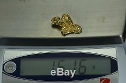 #358 Alaskan BC Natural Gold Nugget 15.16 Grams Genuine