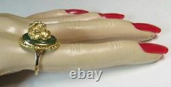 3D Figural Sculpture BIGHORN SHEEP Ram ARIES 10K Gold NUGGET Jade Alaska Ring