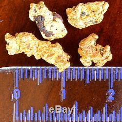 4 genuine, natural Australian Gold Nuggets 3.47 grams