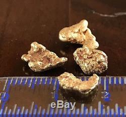 4 genuine, natural Australian Gold Nuggets 3.87 grams