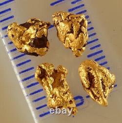 4 genuine, natural, Australian gold nuggets 1.60 gram
