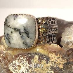 46 Ct Tw Natural Gold & Silver in Quartz Sterling Silver Gold Nugget Men's Ring