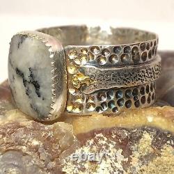 46 Ct Tw Natural Gold & Silver in Quartz Sterling Silver Gold Nugget Men's Ring