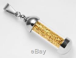 5 Gram Alaska Natural Gold Nuggets With Glass Bottle Pendant Necklace