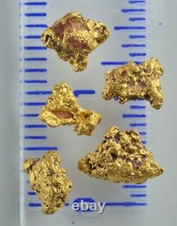 5 genuine, natural Australian gold with little hematite nuggets 1.50 gram gross