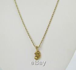 6.2 Gram 14k Gold 20 inch chain 16 18k natural gold nugget pendant