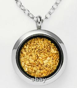 6 Gram Alaska Natural Gold Nuggets With 25mm Waterproof Locket Pendant Necklace