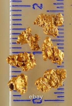 6 genuine, natural, Australian gold nuggets 1.61 gram