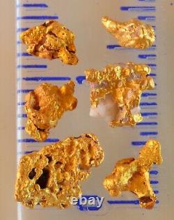 6 genuine, natural, Australian gold nuggets with quartz & hematite 1.42 gram
