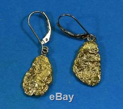 #640 Alaskan-Yukon BC Natural Gold Nugget Earrings 6.04 Grams Dangles