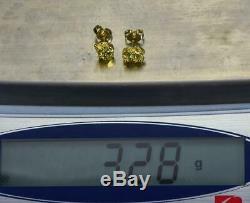 #692 Alaskan-Yukon BC Natural Gold Nugget Earrings 3.28 Grams