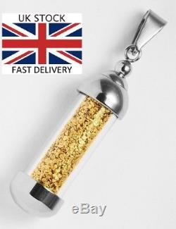 7 Gram Alaska Natural Raw Gold Nuggets With Glass Bottle Pendant Necklace