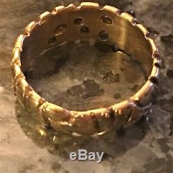 8 Sapphires 14K Yellow Gold Nugget 8mm Band Ring Mens/Ladies 7.4 grams Size 9.25
