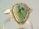 Antique Victorian Solid 14k Gold Turquoise Nugget Ring Sz 6 1/2