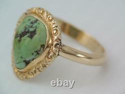 ANTIQUE VICTORIAN SOLID 14K GOLD TURQUOISE NUGGET RING sz 6 1/2