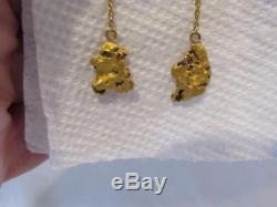 AUTHENTIC NATURAL 22K / 24K GOLD NUGGET Dangle Pierced Earrings 9.2 GRAMS