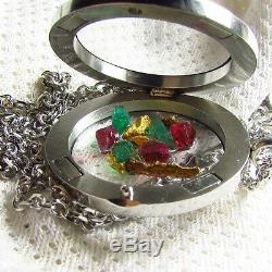 AZ Gold Nugget Pendant Locket Spinel Emeralds Necklace Natural Untreated Stones