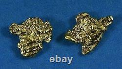 Alaskan-Yukon BC Natural Gold Nugget Stud Earrings 1.20 to 1.30 Grams