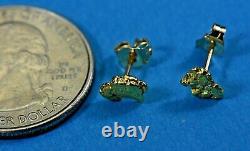 Alaskan-Yukon BC Natural Gold Nugget Stud Earrings. 90 to 1.00 Grams