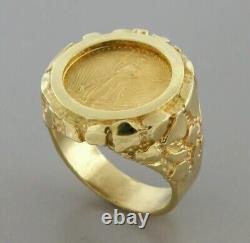 American Liberty Coin Nugget Men's Ring Jewelry Gift 14K Yellow Gold Plated