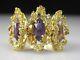 Amethyst Ring Nugget Vintage 18k Yellow Gold Marquise Purple Estate Retro Size 5
