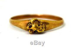 Antique 10K Solid Yellow Gold, 18-21K Natural Gold Nugget Ring Size 4