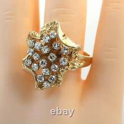 Antique Diamond Ring Single Cut Nugget Style 14K Yellow Gold