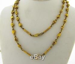 Antique Natural Gold Nugget Fancy Watch Chain Necklace 14K Yellow Gold
