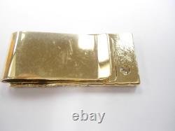 Art Deco Nugget Money Clip in 10K Yellow Gold Over with 0.62ctRound Cut Diamond