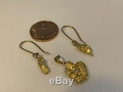 Australia Natural Gold Nugget / Nuggets Pendant Earrings Diamond 5.68 Grams